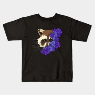 Charming raccoon with purple flowers Kids T-Shirt